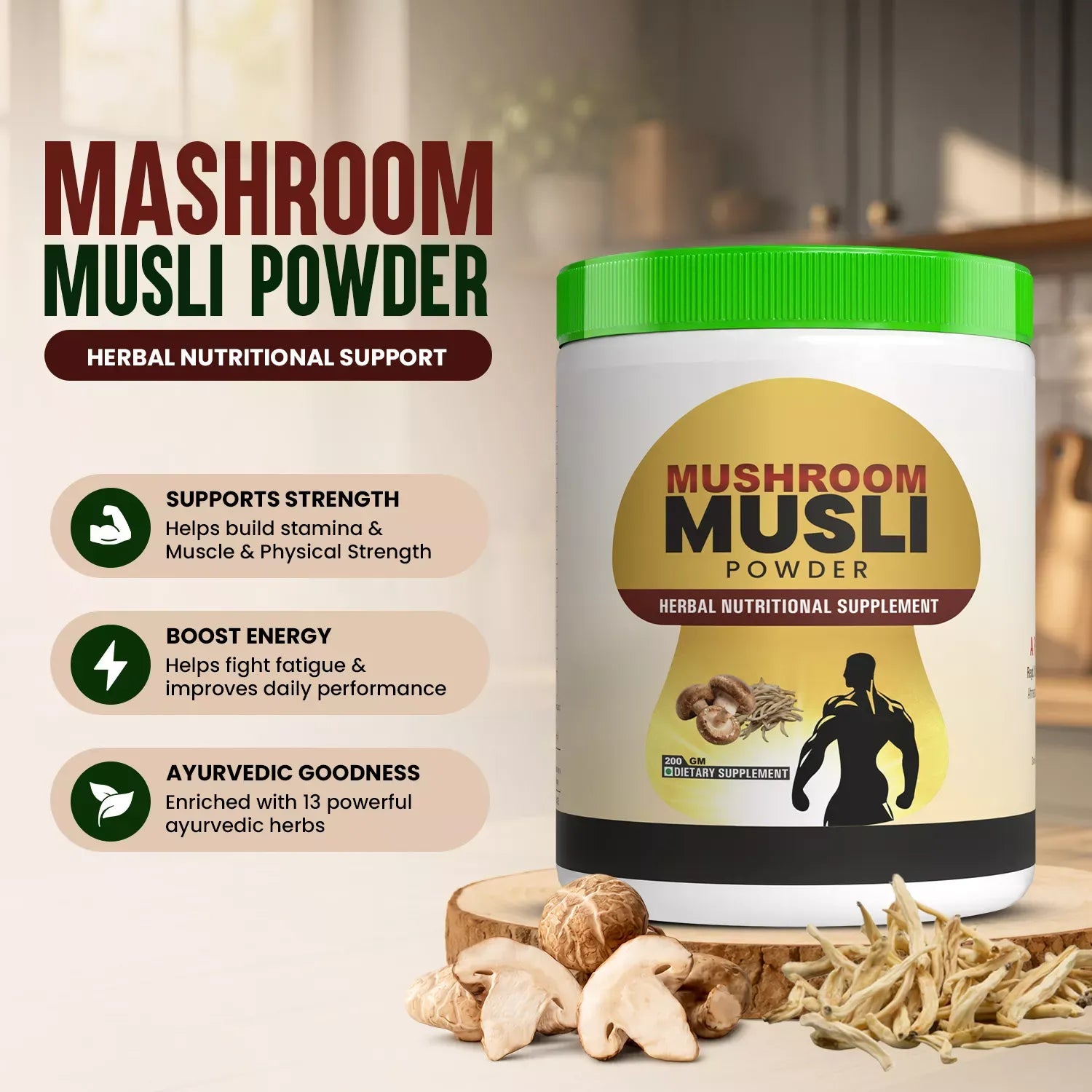 Mushroom Musli Powder– Herbal Nutritional Supplement (200g)