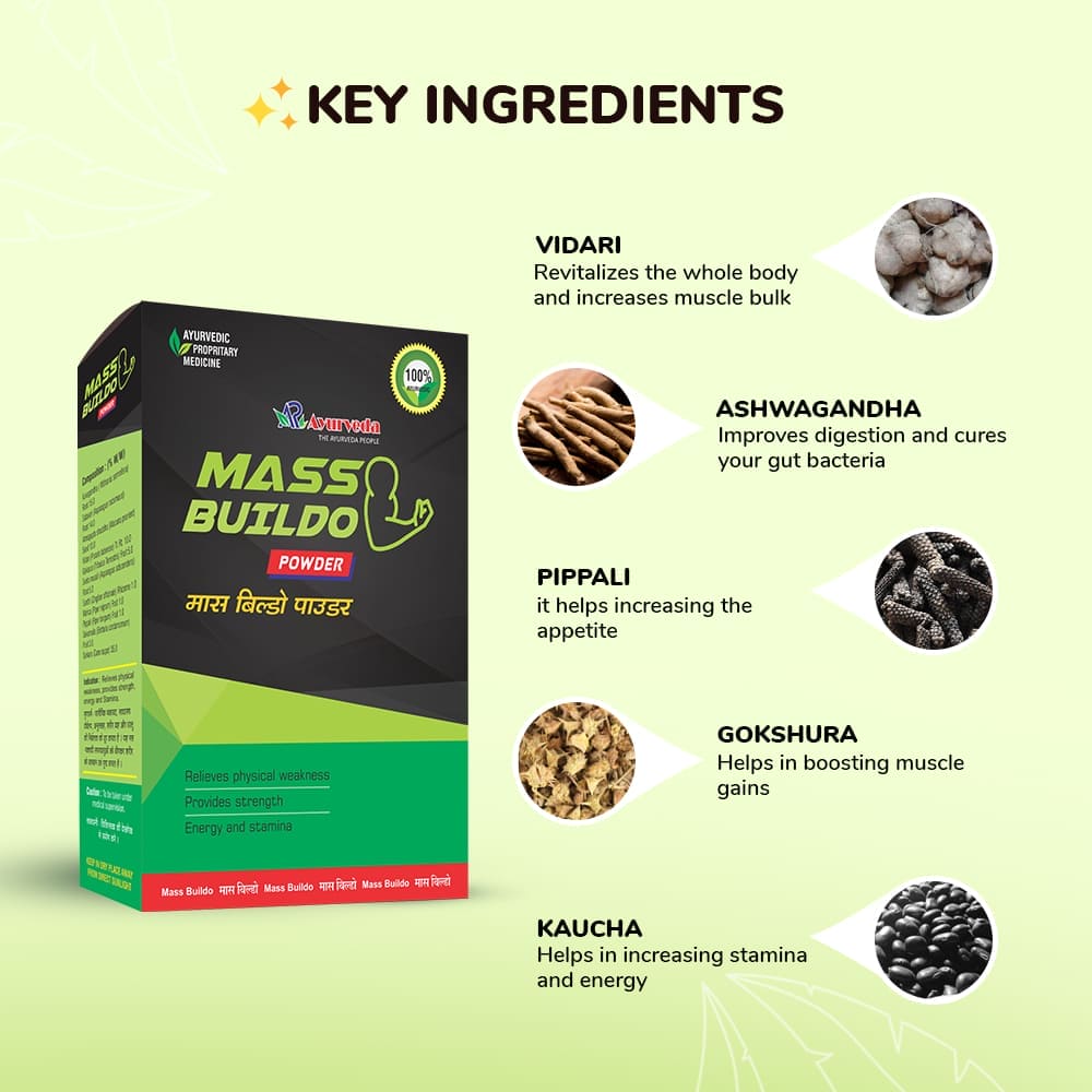 Mass Buildo Powder- Ayurvedic Powder For Muscle Gain